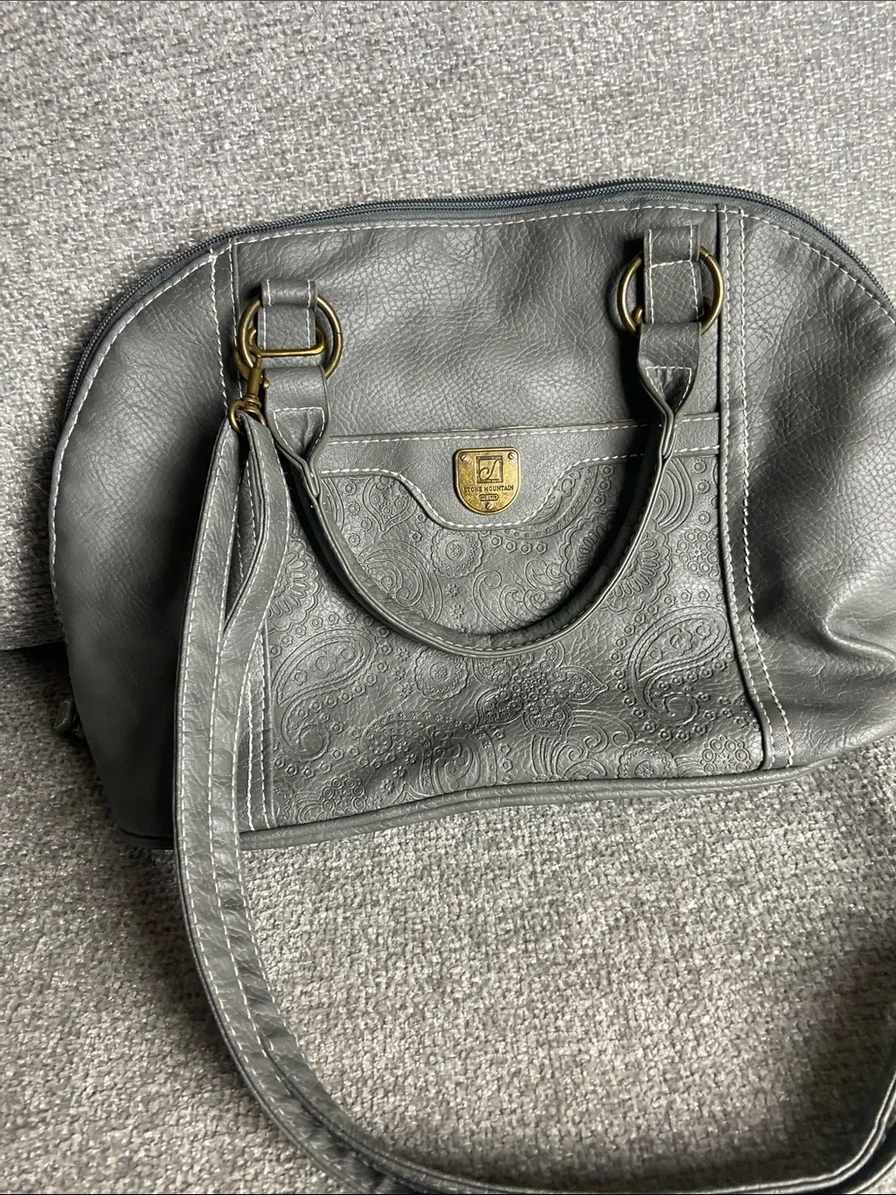 Stone Mountain Accessories Gray Paisley-Embossed Shoulder Satchel